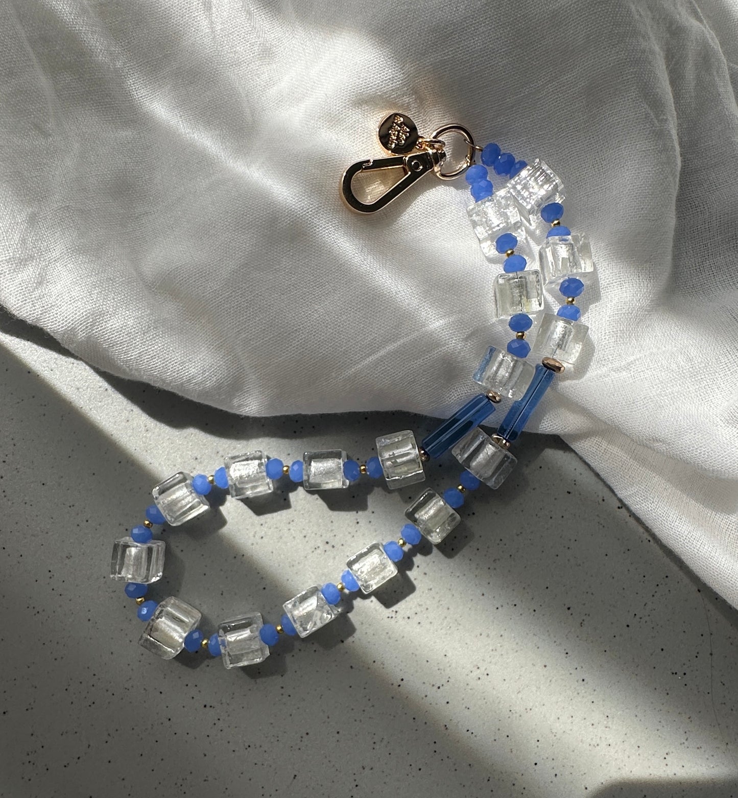 Blue Cube phone chain