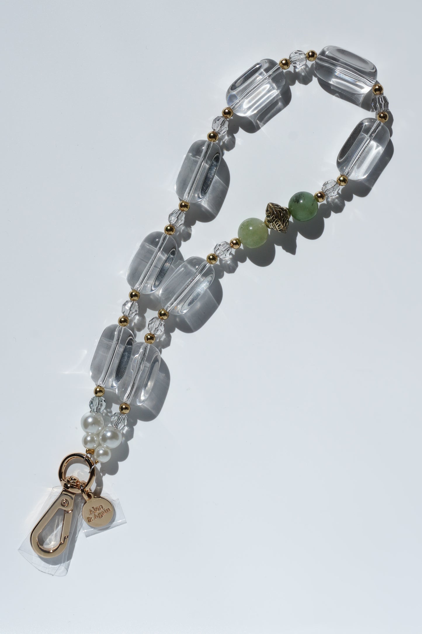 Clear with Jade phone chain