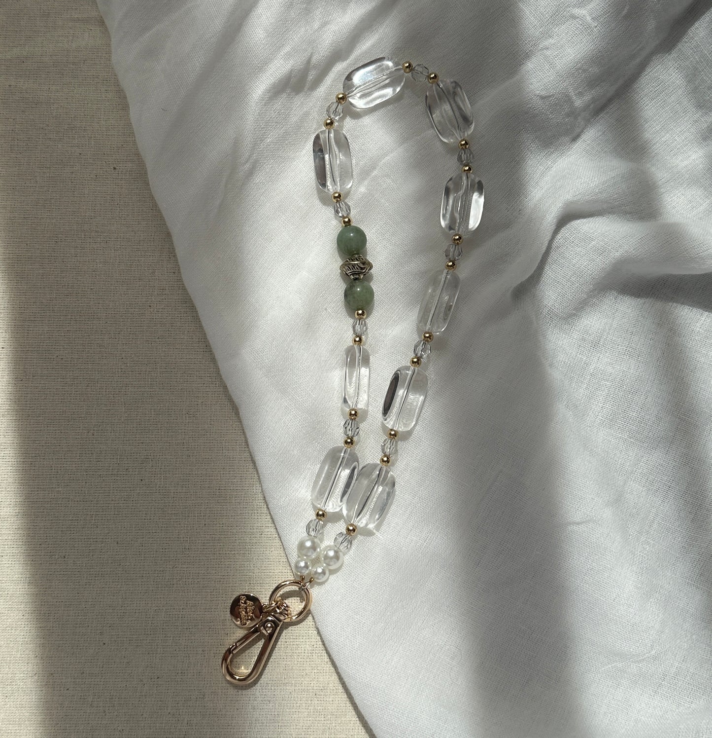Clear with Jade phone chain